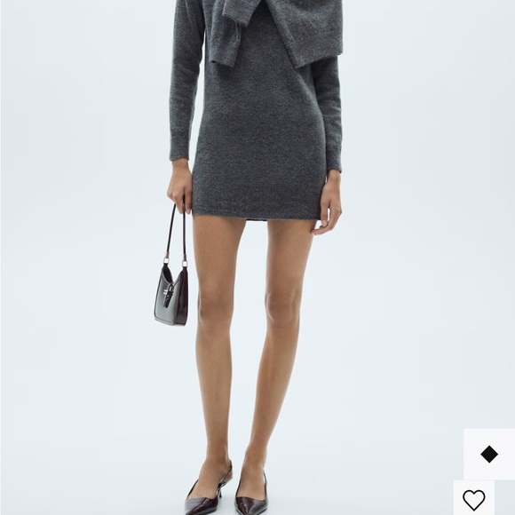 NWT Mango Dark Gray Ribbed-Knit Dress Sweater M - Picture 3 of 10